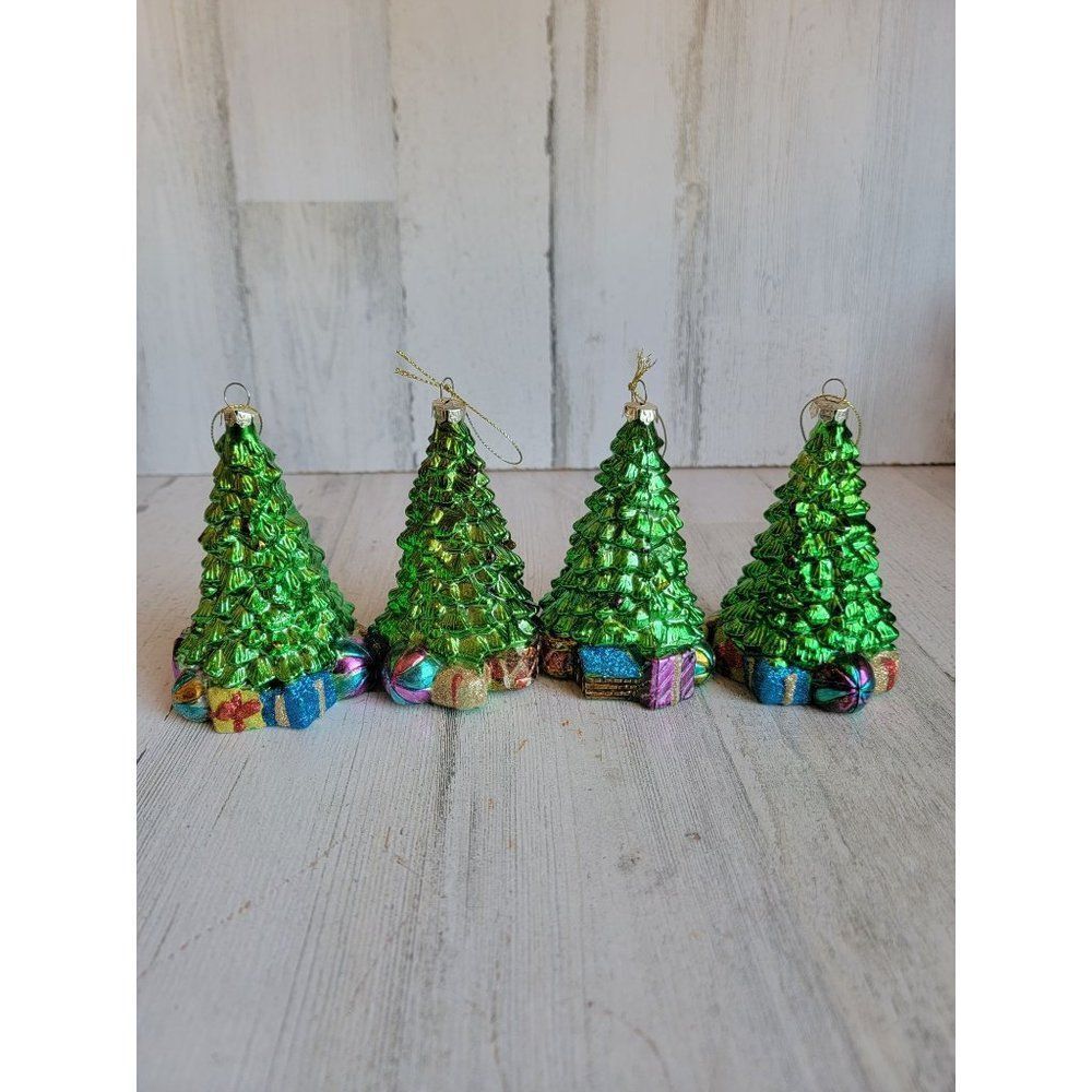 Pine Christmas tree gifts ornament glitter Xmas set decor